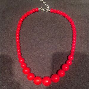 Vibrant Red Graduated Bead Necklace